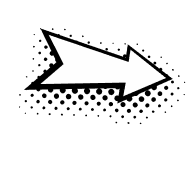 A white arrow with a jagged outline pointing right, set against a dotted black pattern background.