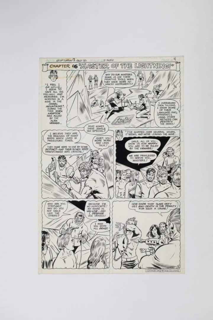 Vintage comic page with dynamic superhero action and dialogue.