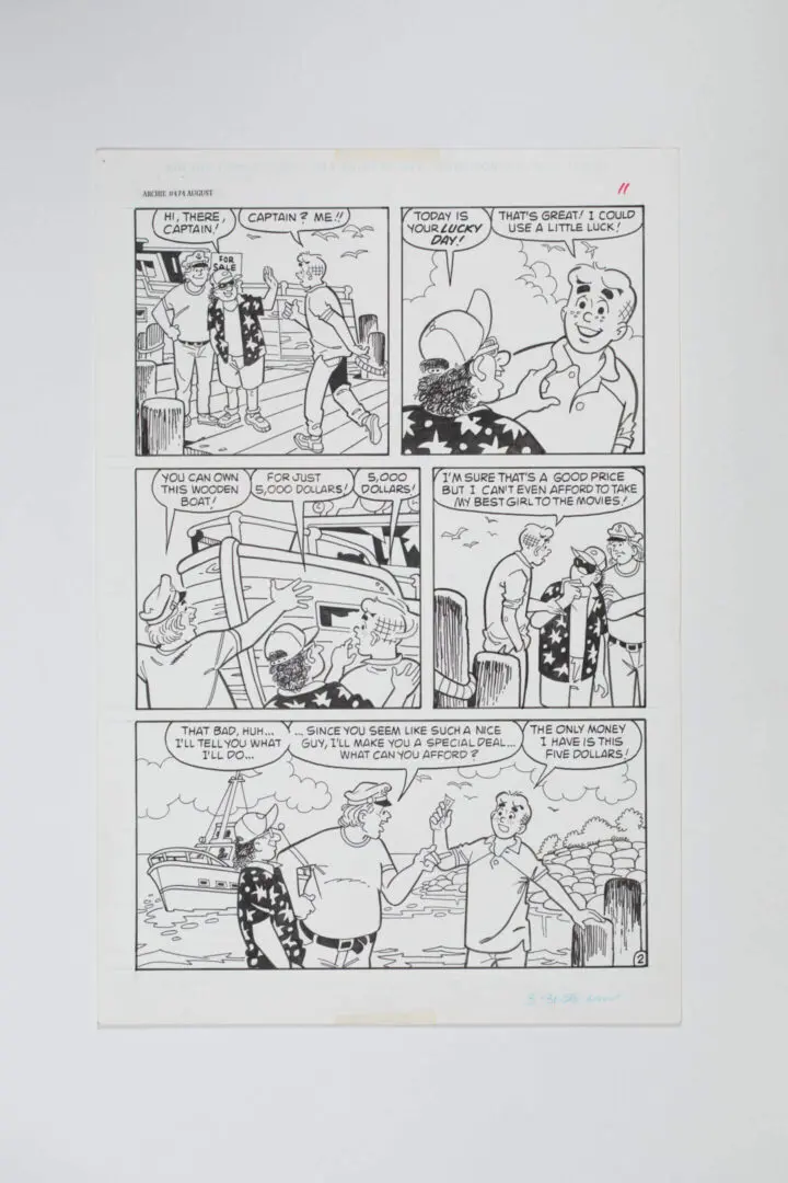 Comic strip showing a character dealing with a giant spider and a trapdoor.