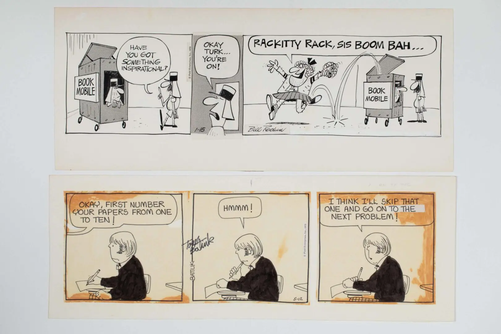 Comic strips showing humorous takes on modern life's challenges and politics.