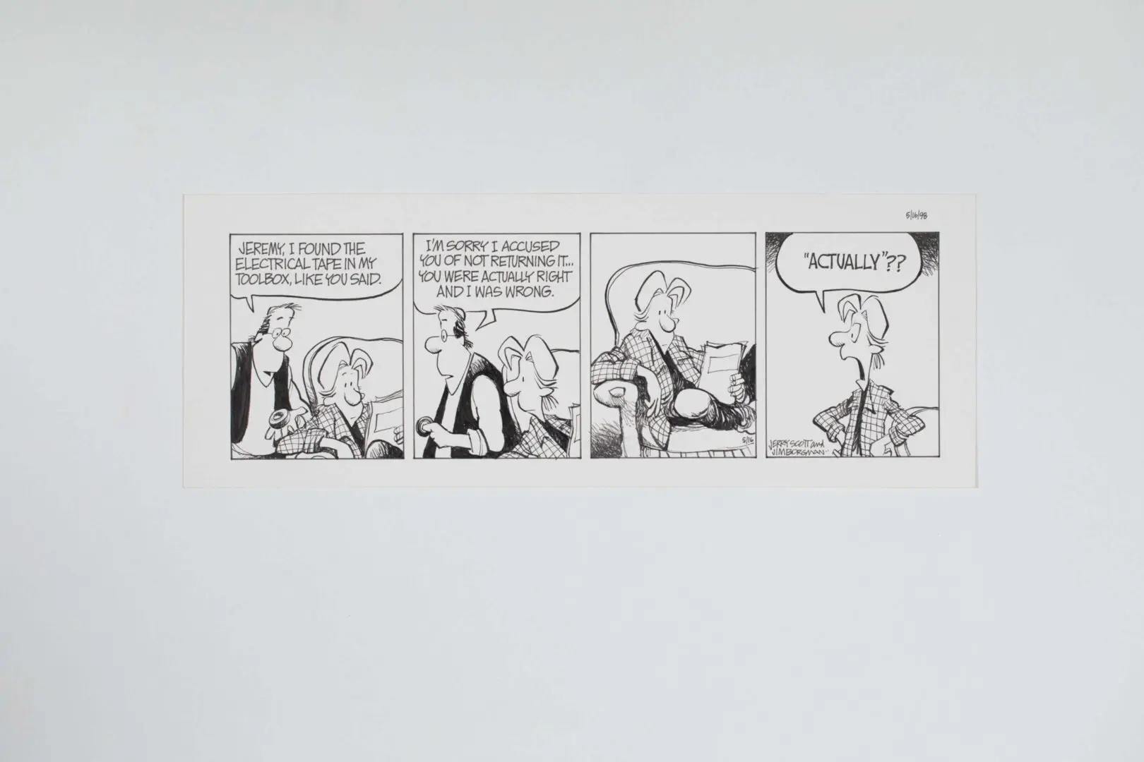 Comic strip featuring a conversation about a man named Wally.