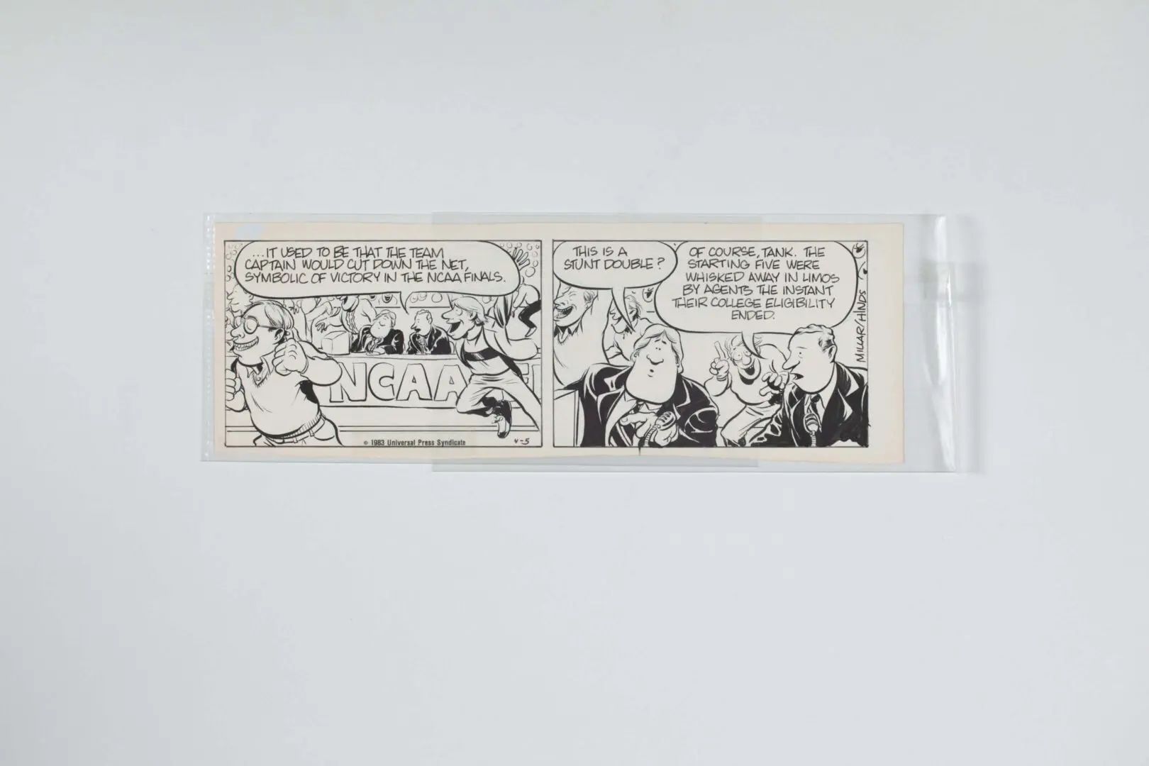 Comic strip showing characters discussing a mysterious event and a cat.