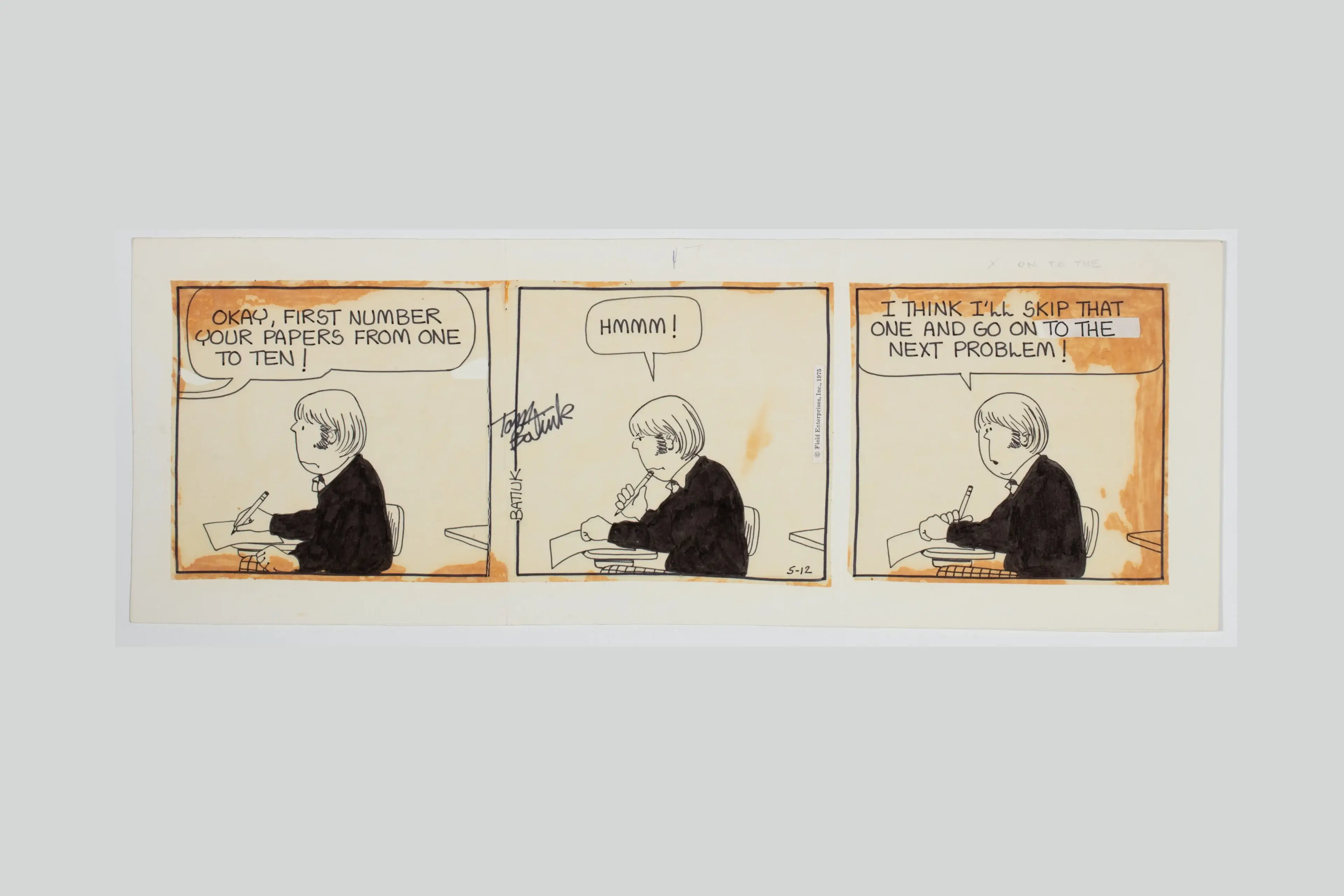 A comic strip showing a man struggling with a noisy neighbor's music.